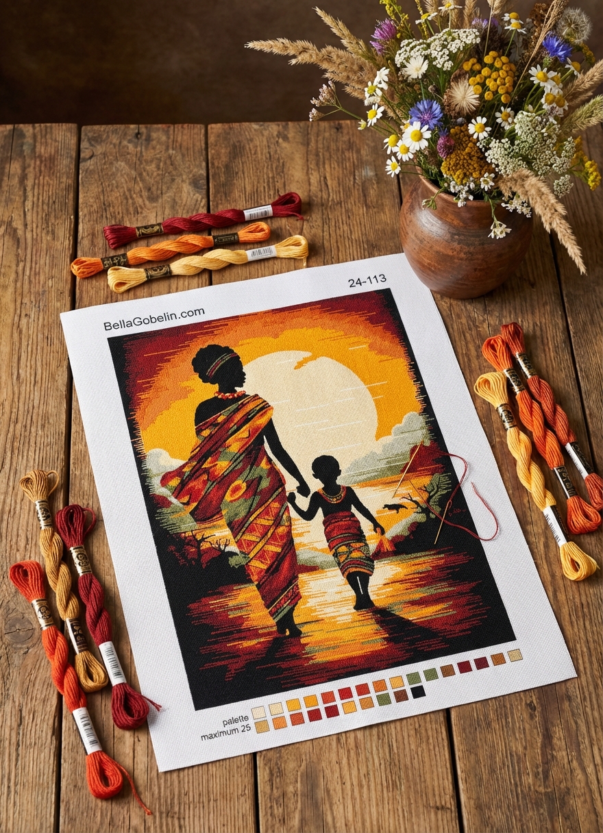 Black lady with her child