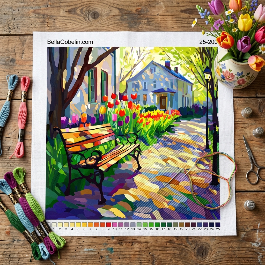 Bench among the flowers