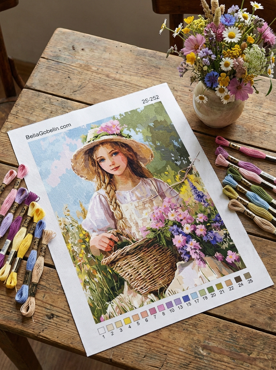 The flower-gathering little girl