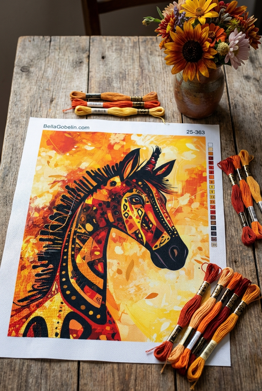 Zebra portrait in African style