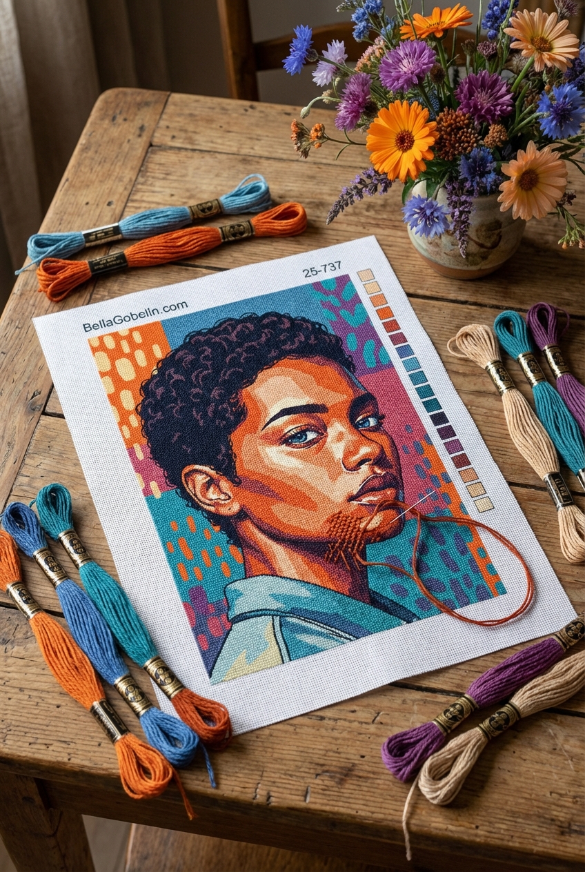 Beautiful Afro girl with blue eyes