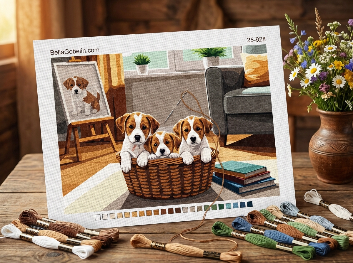 Cute dogs in the living room