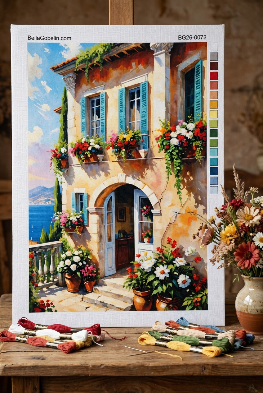 Mediterranean house with flowers