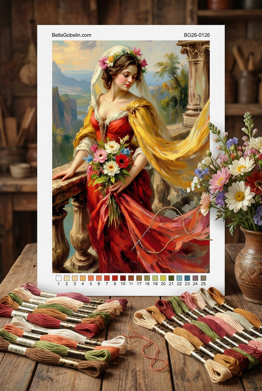 Romantic woman with flowers