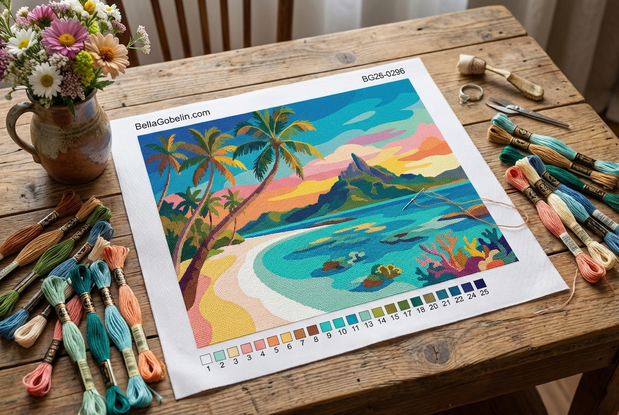 Tropical beach with palm trees