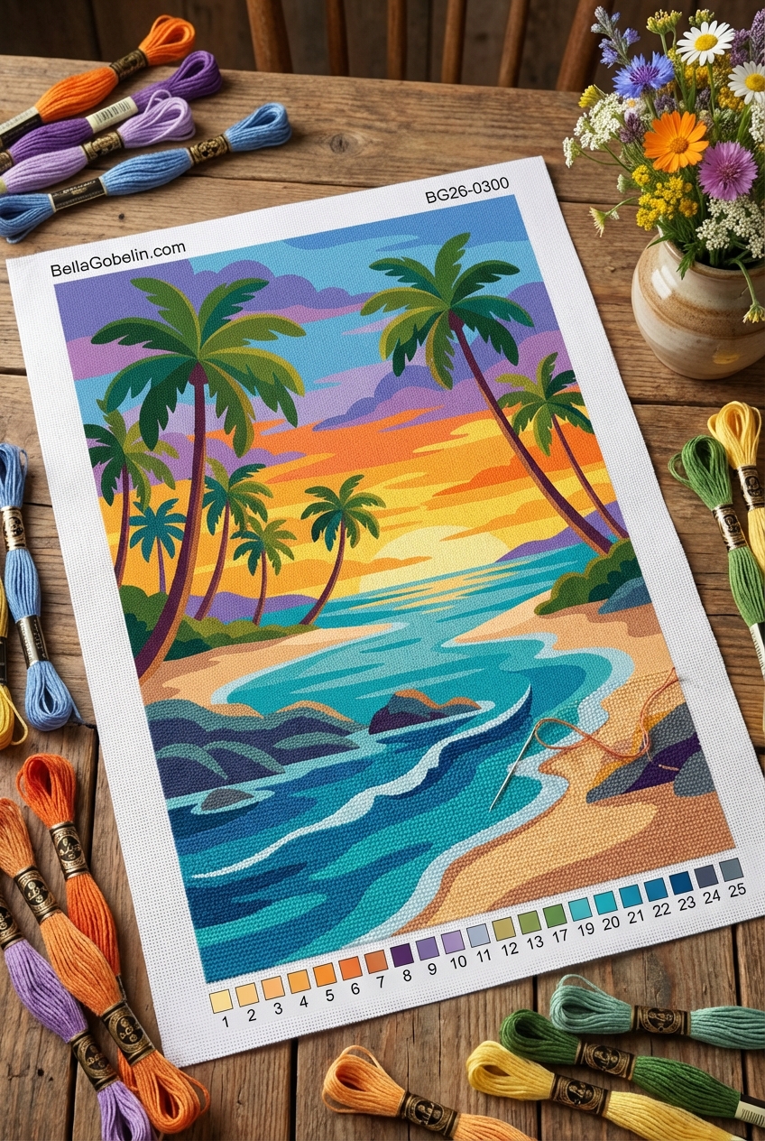 Tropical beach with palm trees