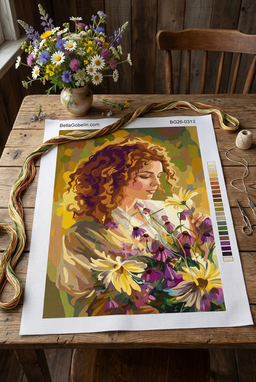 Lady with Bouquet - Modern Painting