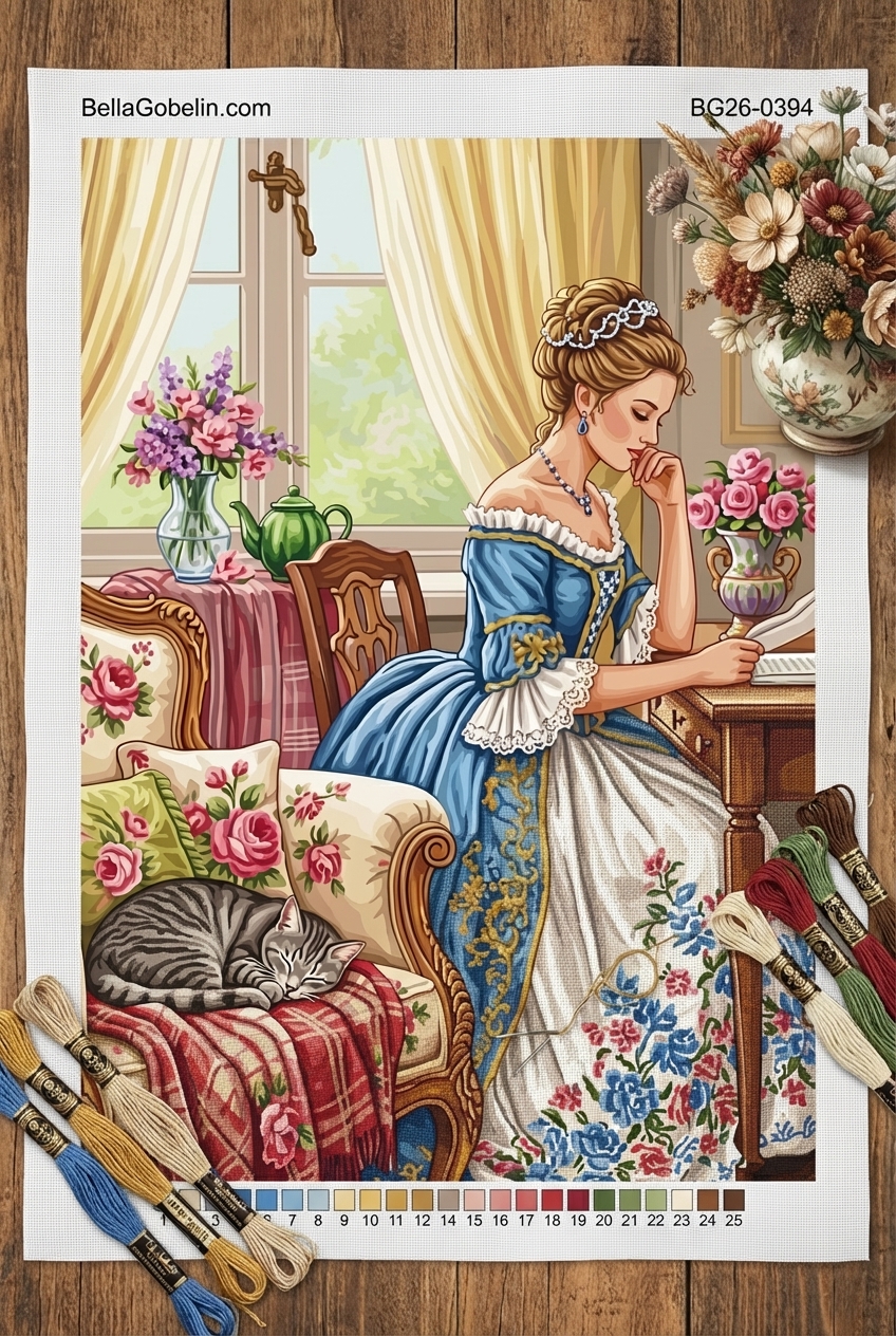 Lady with cat reading