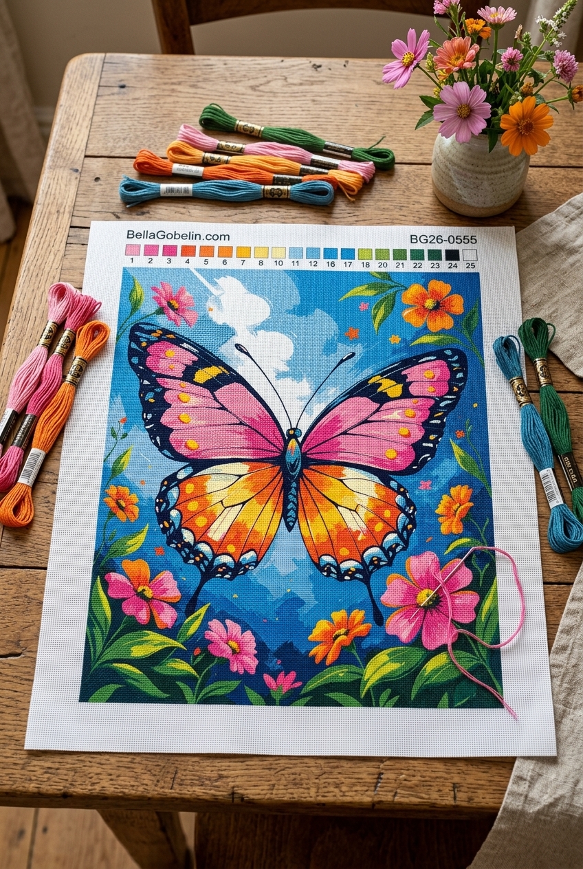 Colorful butterfly among flowers