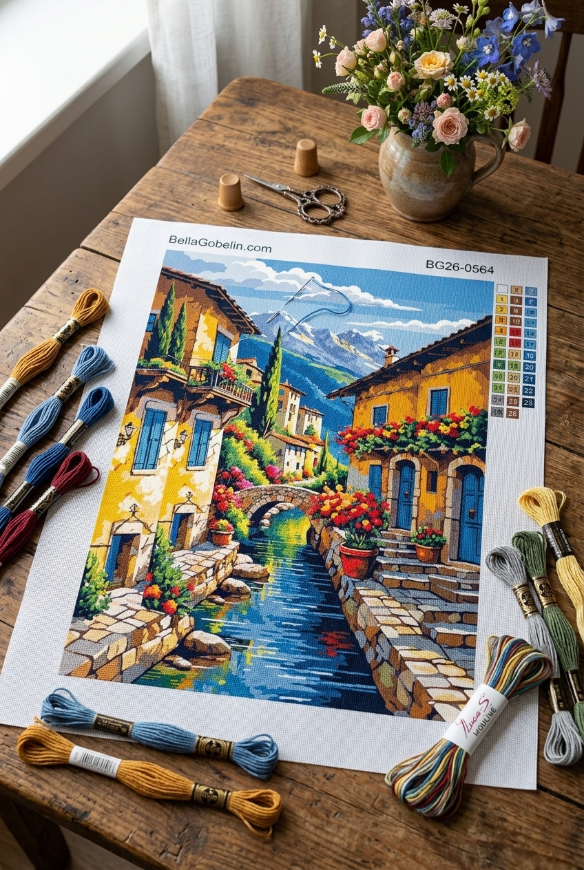 Small Mediterranean town with a canal