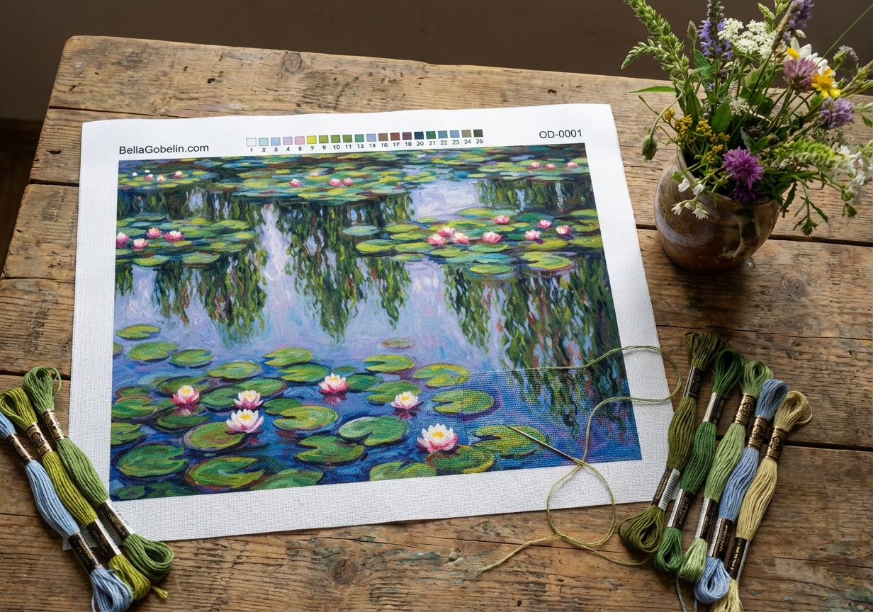 Water Lilies Garden needlepoint