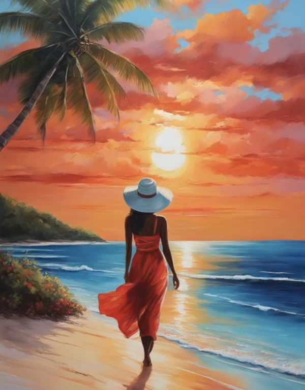 Romantikus séta naplementében