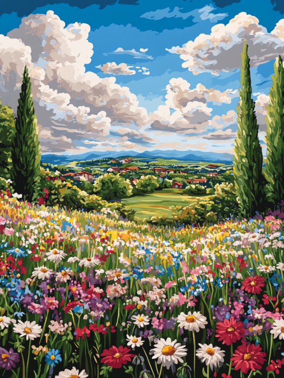 Színes virágok a réten