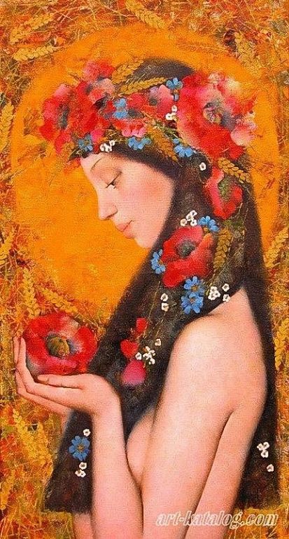 Hölgy virágos kendőben