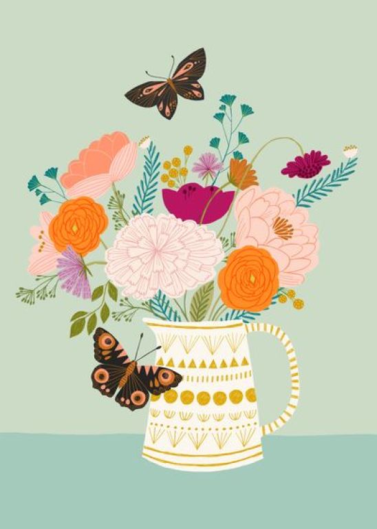 Virágcsokor pillangókkal