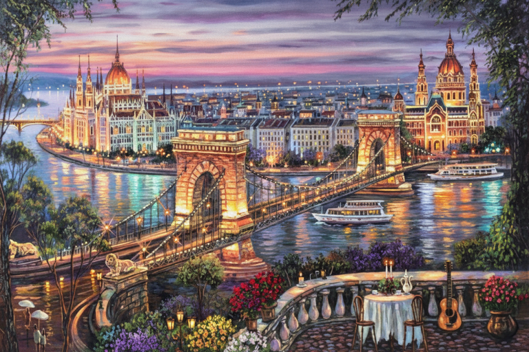 Budapest látkép a Lánchíddal