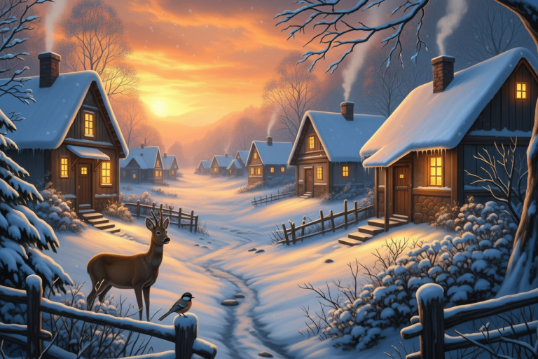 Téli táj szarvassal