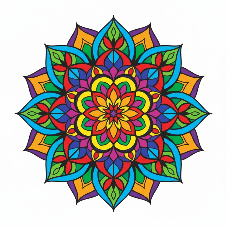 Színes mandalakör, virágos minta