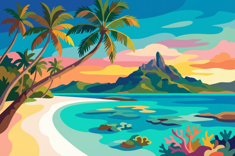 Trópusi tengerpart pálmafákkal