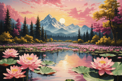 Water lilies in the mountain lake