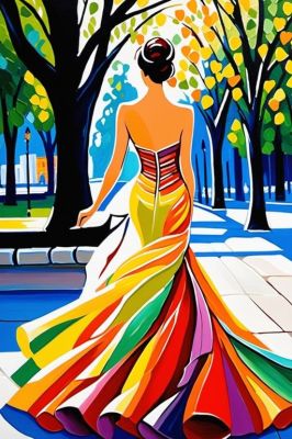 Lady in a colorful dress