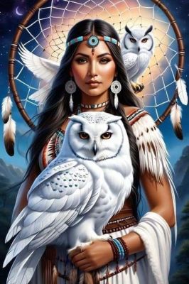 Indian girl with a white owl