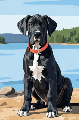 Dog portrait - Black puppy needlepoint