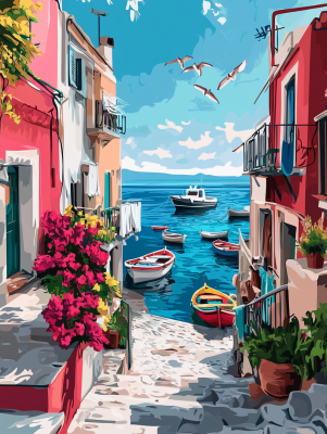 Flowered Mediterranean Streets Series