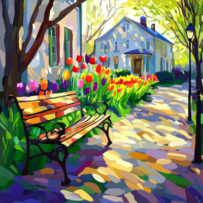 Bench among the flowers