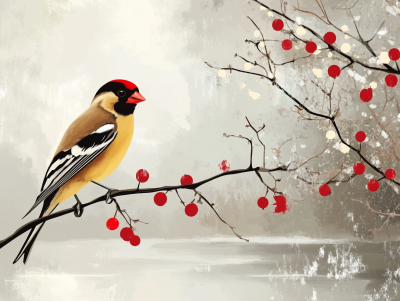 A bullfinch on the hawthorn bush.