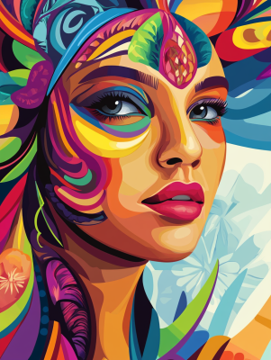 Colorfully painted female face