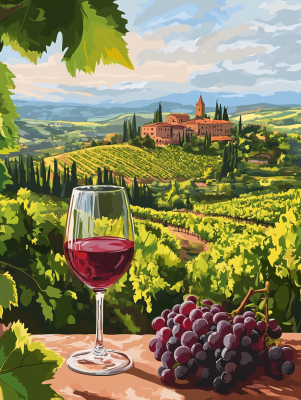 Wonderful landscape in Tuscany, Chianti, Wine