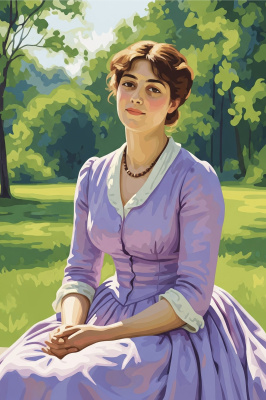 A modern woman in a colorful dress