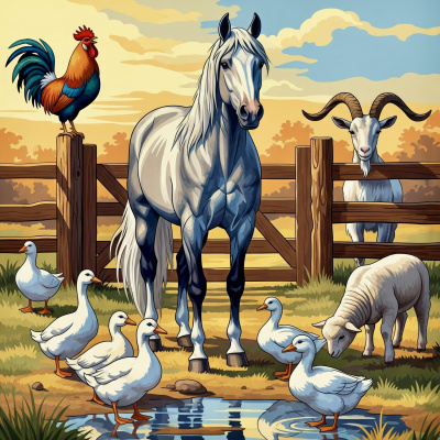 Friends in the poultry yard