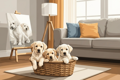  Puppies in the living room