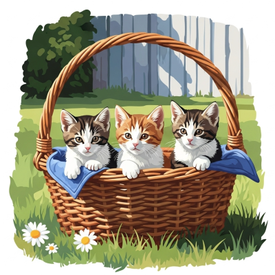 Kittens in a basket