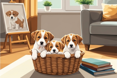 Cute dogs in the living room