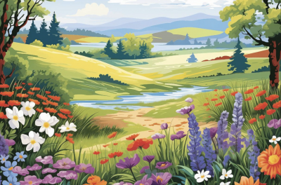 Spring flowers in the meadow