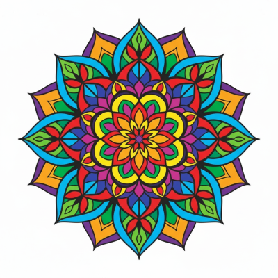Colorful mandala circle, floral pattern