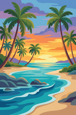 Tropical beach with palm trees