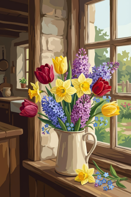 Spring bouquet in the window