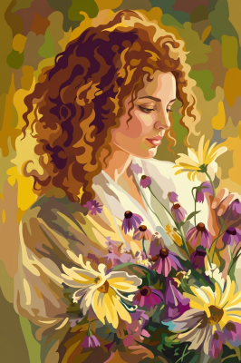 Lady with Bouquet - Modern Painting