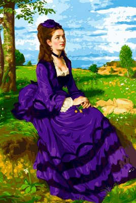 The woman in a purple dress