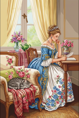 Lady with cat reading