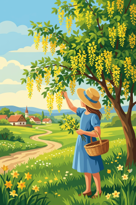 Summer landscape with flowers