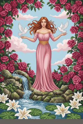 Woman in a rose garden