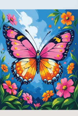 Colorful butterfly among flowers