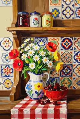 Rustic kitchen still life needlepoint