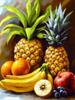 Kitchen still life with exotic fruits