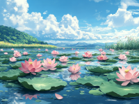 Lotus flowers on the pond